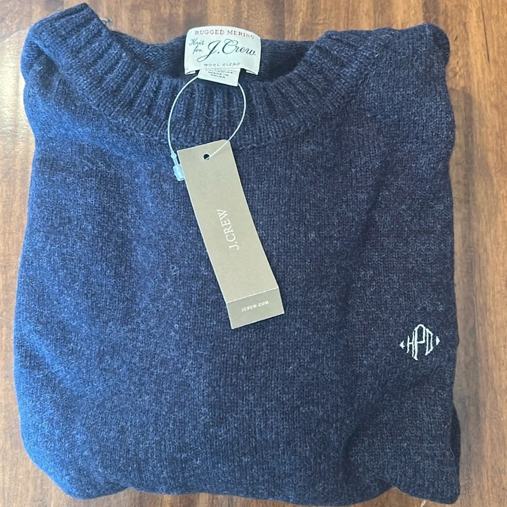J Crew Marled rugged merino wool-blend sweater BA285 XL w/ Monogram HPD - Picture 4 of 5